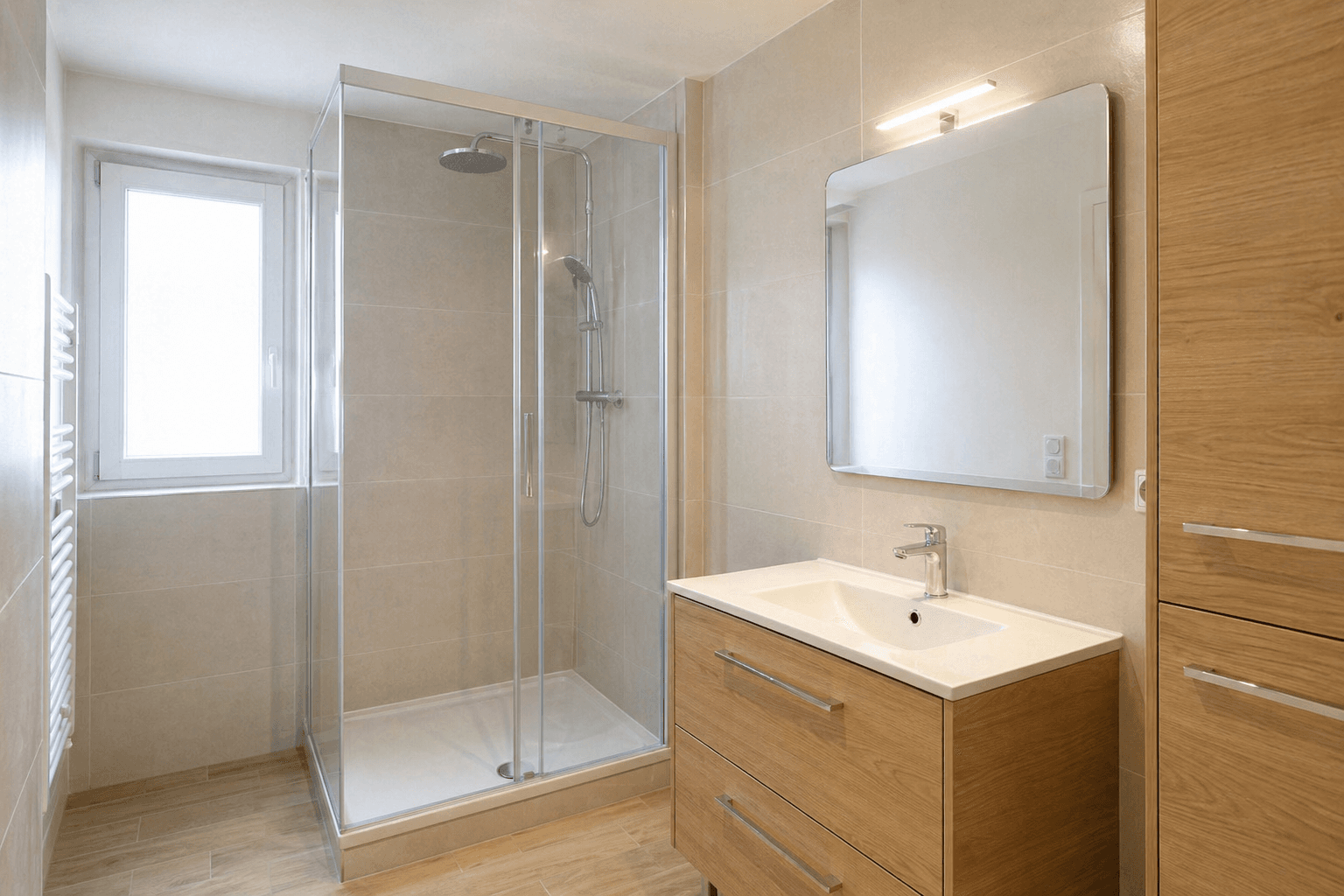 Rénovation salle de bain Île-de-France, douche italienne, carrelage